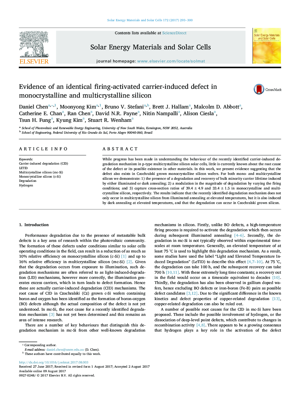 Evidence of an identical firing-activated carrier-induced defect in monocrystalline and multicrystalline silicon