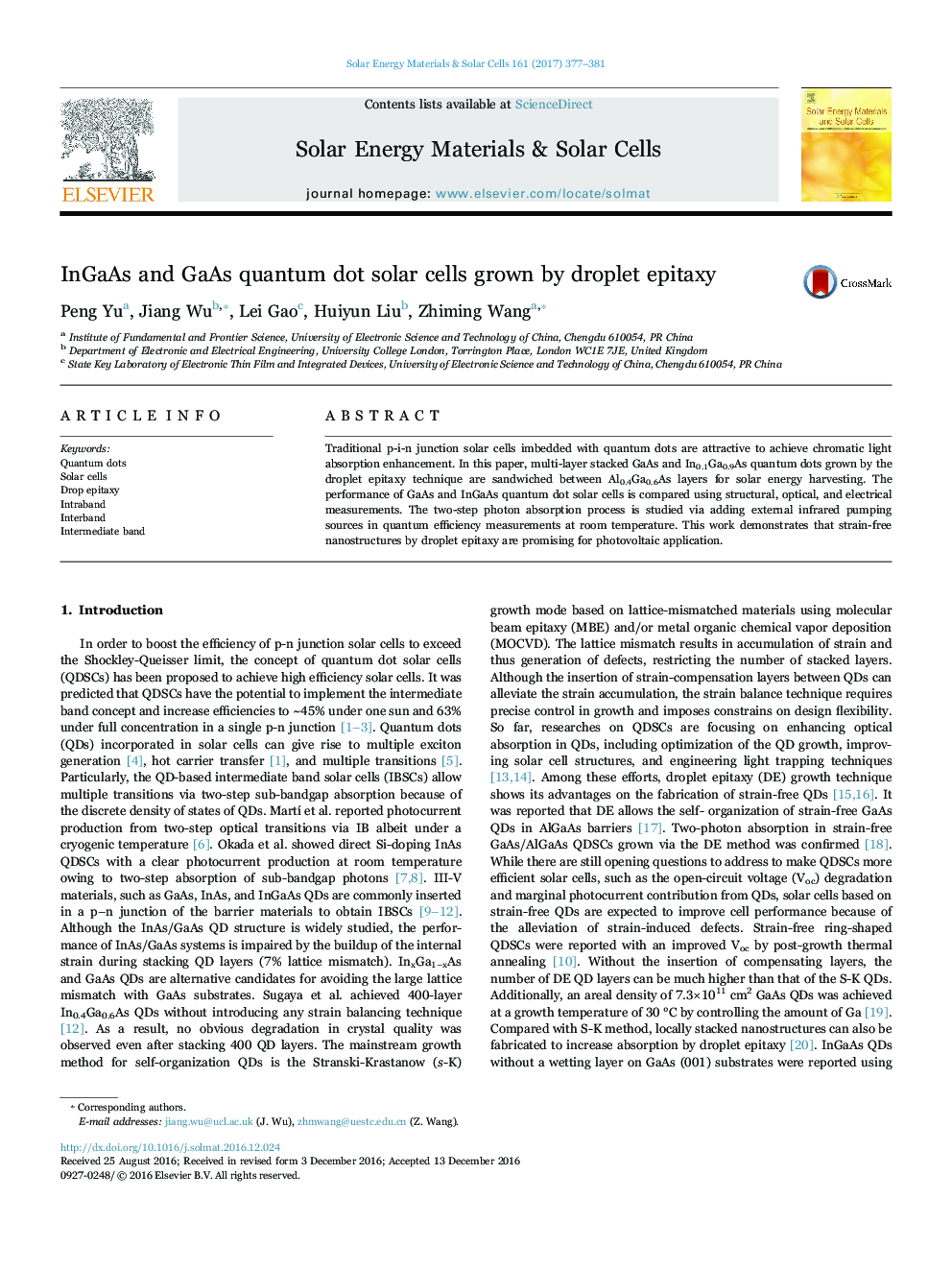 InGaAs and GaAs quantum dot solar cells grown by droplet epitaxy