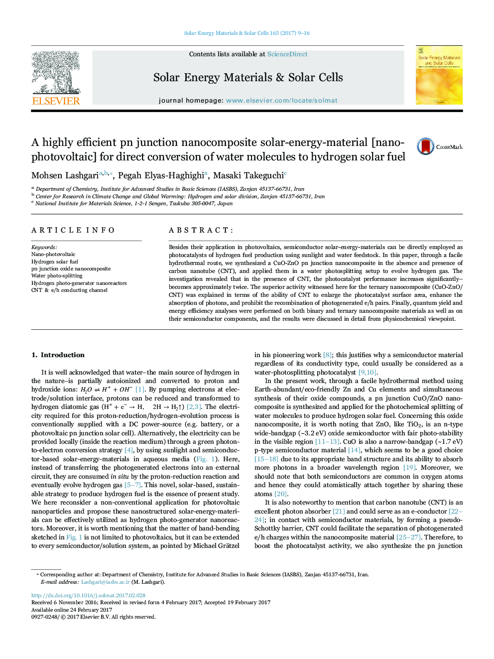 A highly efficient pn junction nanocomposite solar-energy-material [nano-photovoltaic] for direct conversion of water molecules to hydrogen solar fuel