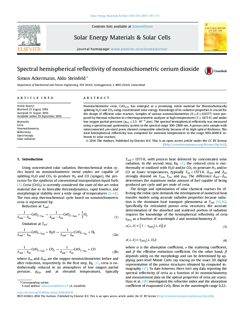 Spectral hemispherical reflectivity of nonstoichiometric cerium dioxide