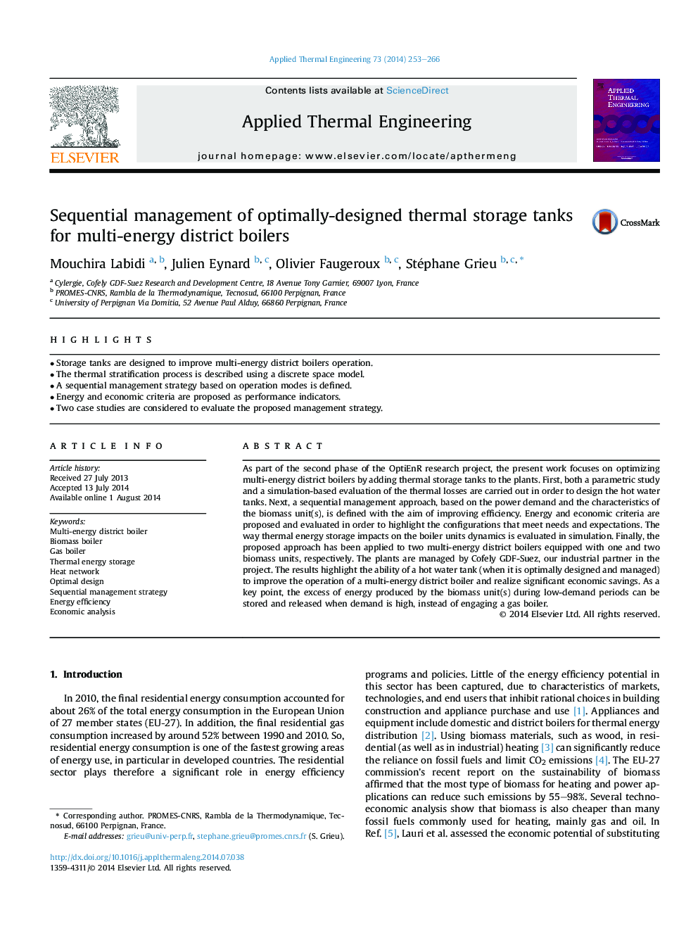 Sequential management of optimally-designed thermal storage tanks for multi-energy district boilers