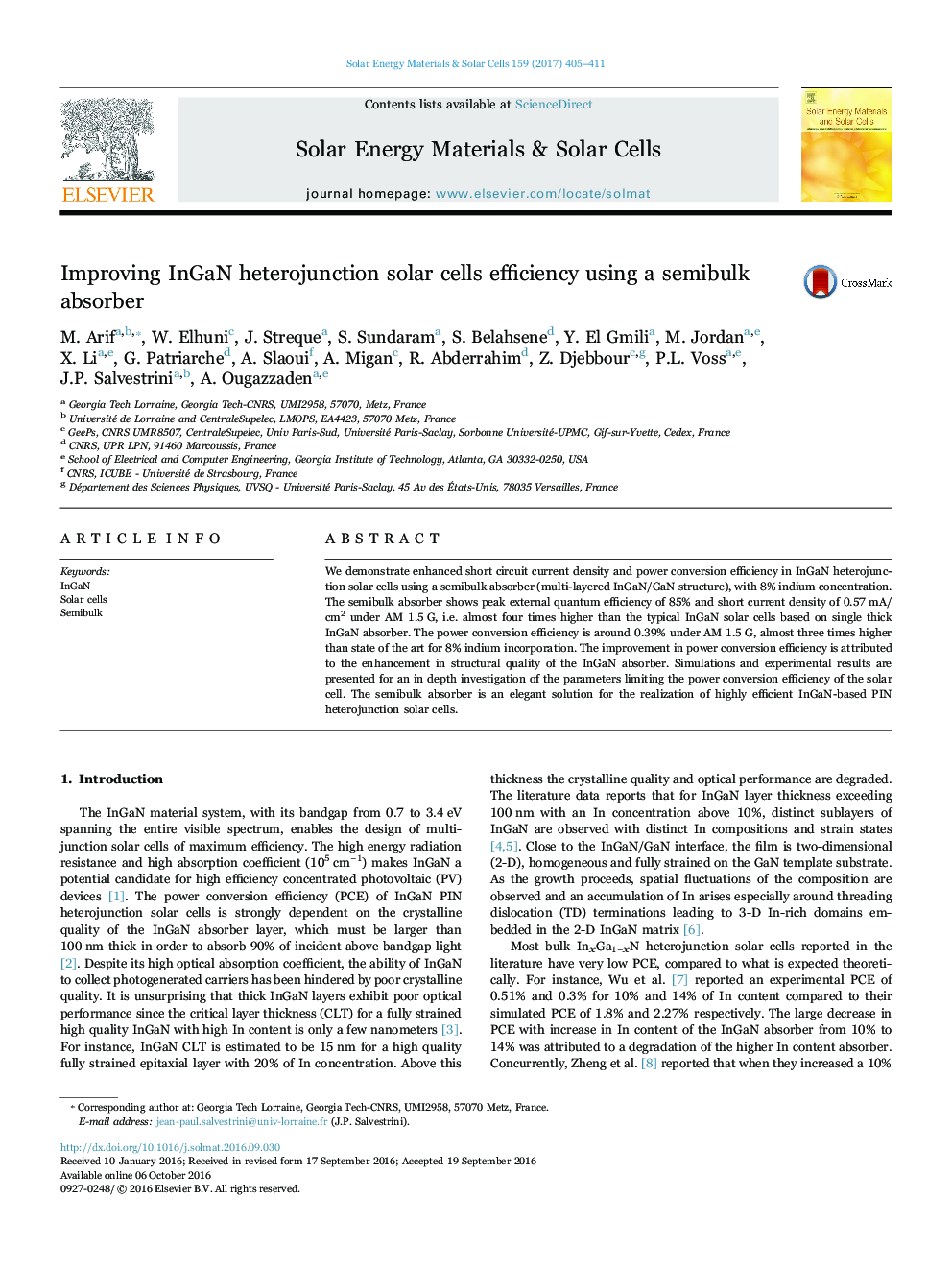 Improving InGaN heterojunction solar cells efficiency using a semibulk absorber