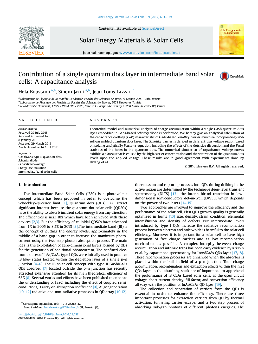 Contribution of a single quantum dots layer in intermediate band solar cells: A capacitance analysis