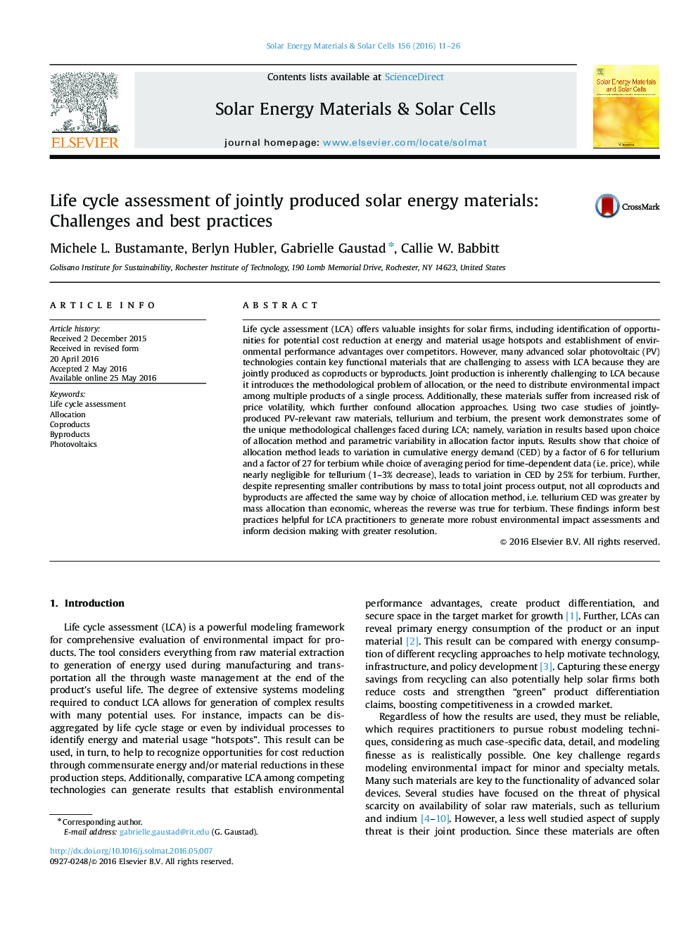 Life cycle assessment of jointly produced solar energy materials: Challenges and best practices