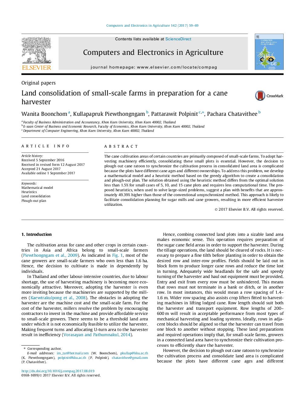 Land consolidation of small-scale farms in preparation for a cane harvester