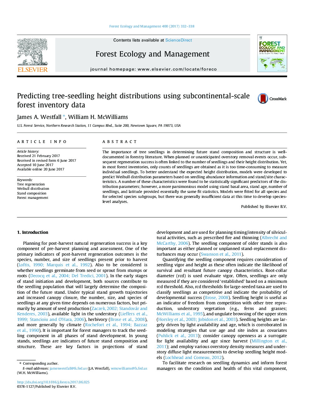 Predicting tree-seedling height distributions using subcontinental-scale forest inventory data