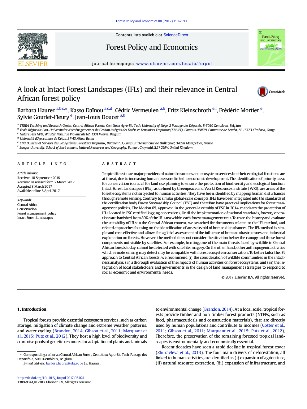 A look at Intact Forest Landscapes (IFLs) and their relevance in Central African forest policy