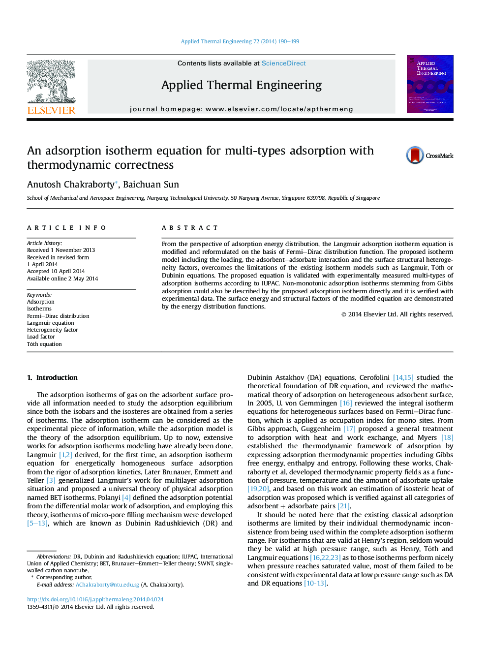 An adsorption isotherm equation for multi-types adsorption with thermodynamic correctness