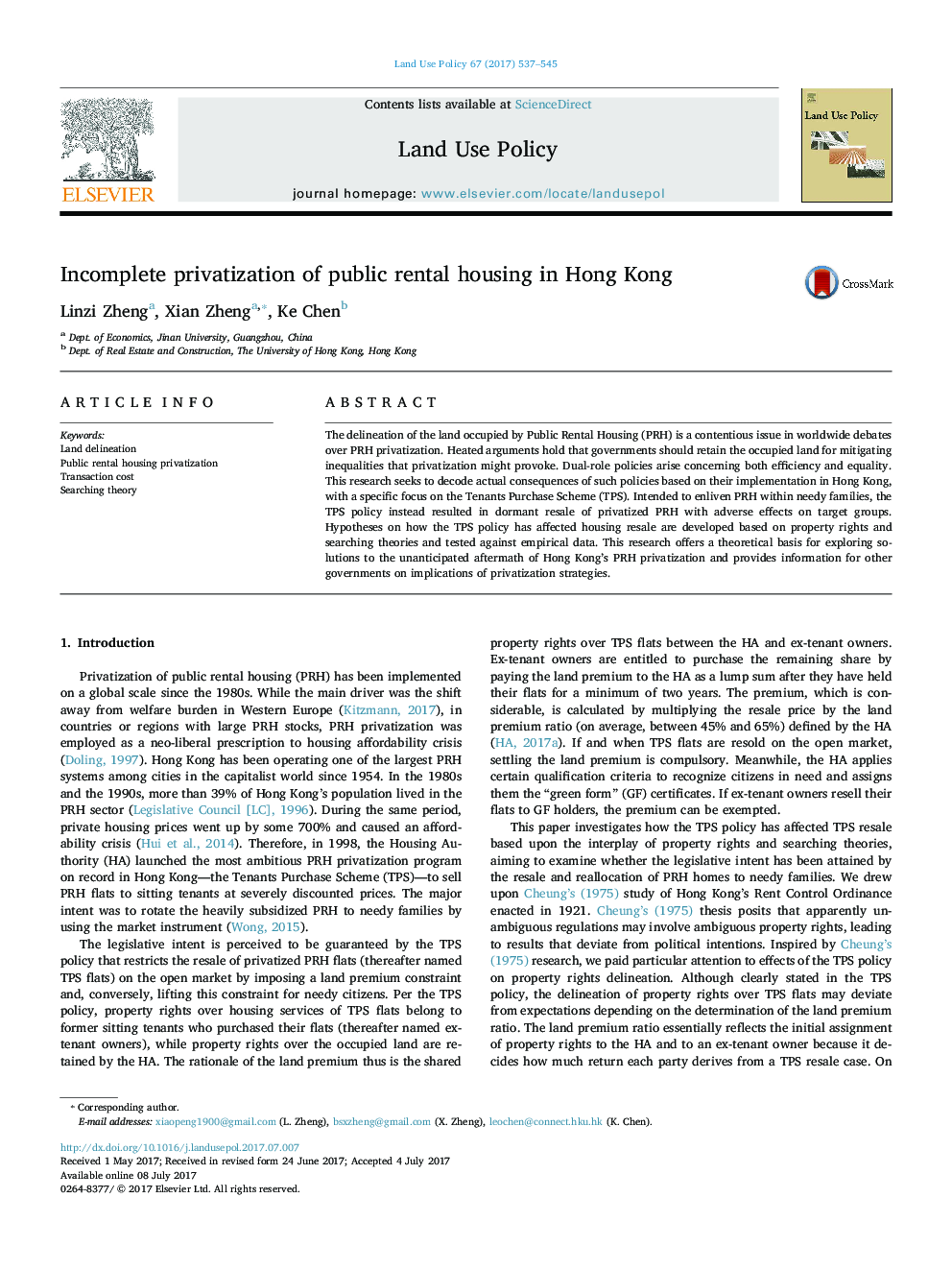 Incomplete privatization of public rental housing in Hong Kong