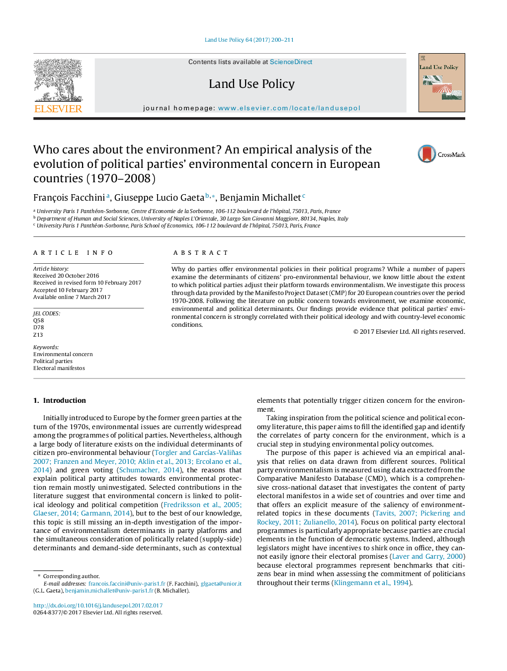 Who cares about the environment? An empirical analysis of the evolution of political parties' environmental concern in European countries (1970-2008)