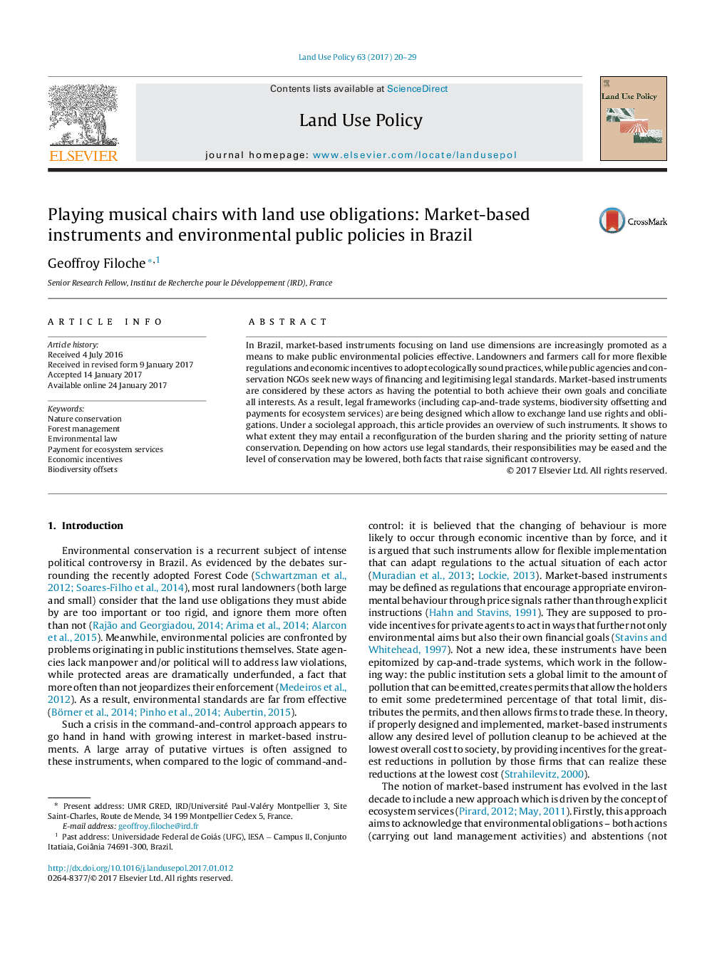 Playing musical chairs with land use obligations: Market-based instruments and environmental public policies in Brazil