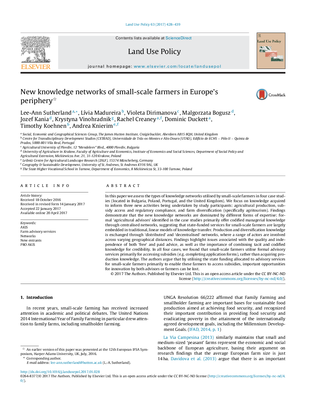 New knowledge networks of small-scale farmers in Europe's periphery