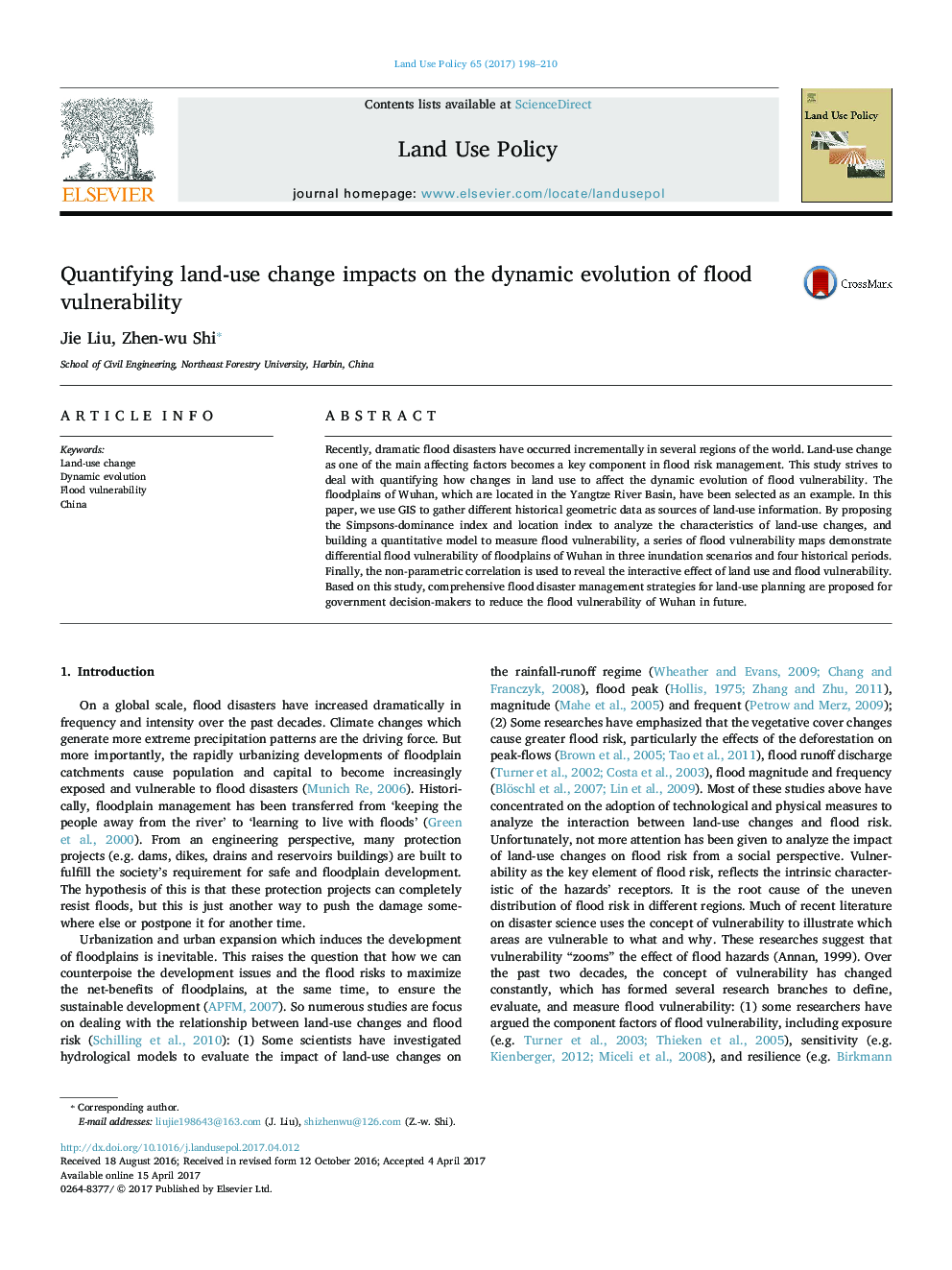 Quantifying land-use change impacts on the dynamic evolution of flood vulnerability