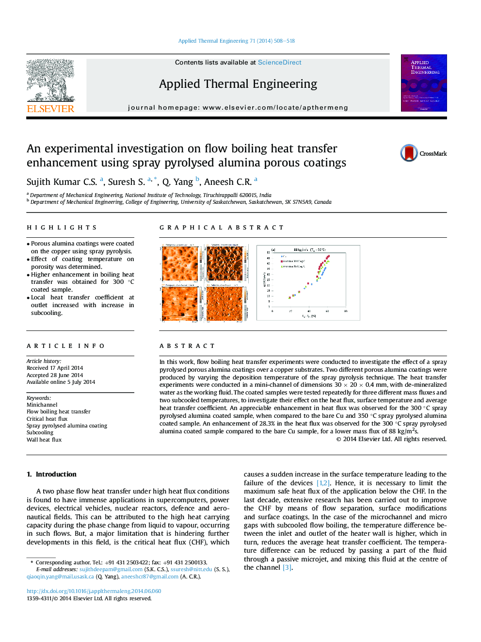 یک تحقیق تجربی در مورد افزایش جریان گرمایش جریان جوش با استفاده از پوشش های متخلخل آلومینایی اسپری پریوئیدی 