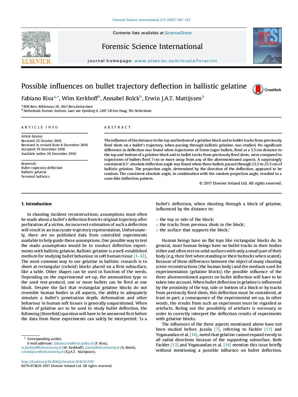 Possible influences on bullet trajectory deflection in ballistic gelatine