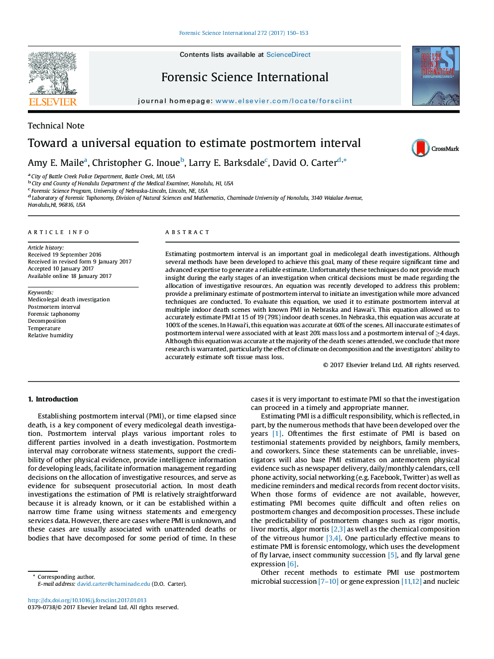 Toward a universal equation to estimate postmortem interval