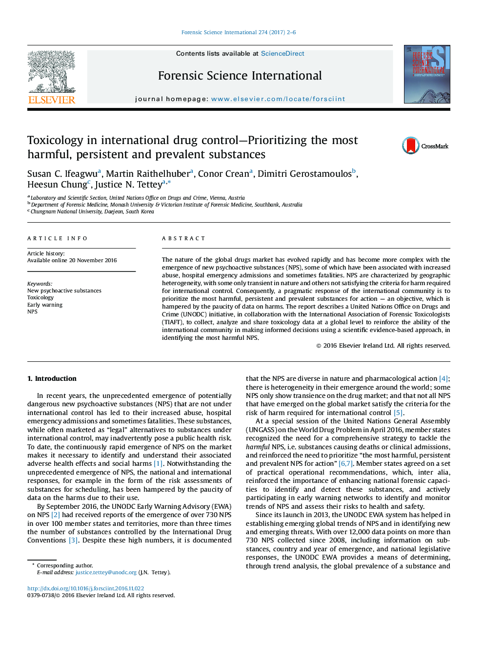 سم شناسی در کنترل مواد مخدر بین المللی - اولویت بندی مواد مضر، پایدار و رایج