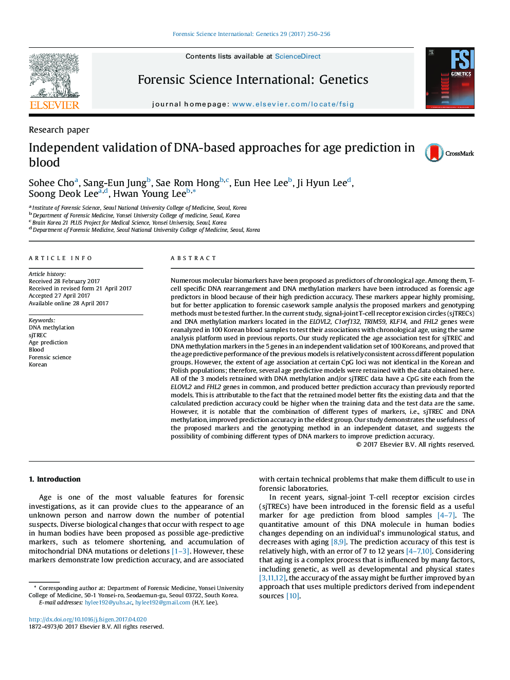 Independent validation of DNA-based approaches for age prediction in blood