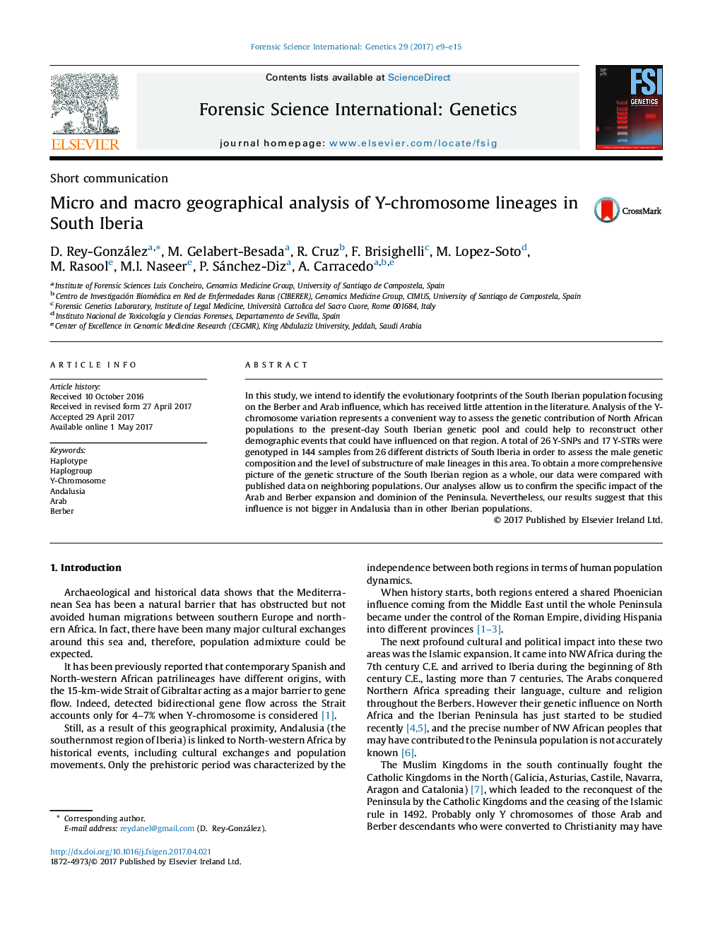 Micro and macro geographical analysis of Y-chromosome lineages in South Iberia