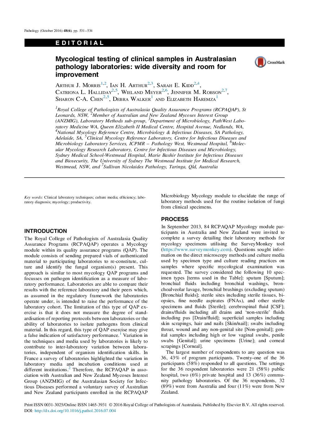 Mycological testing of clinical samples in Australasian pathology laboratories: wide diversity and room for improvement