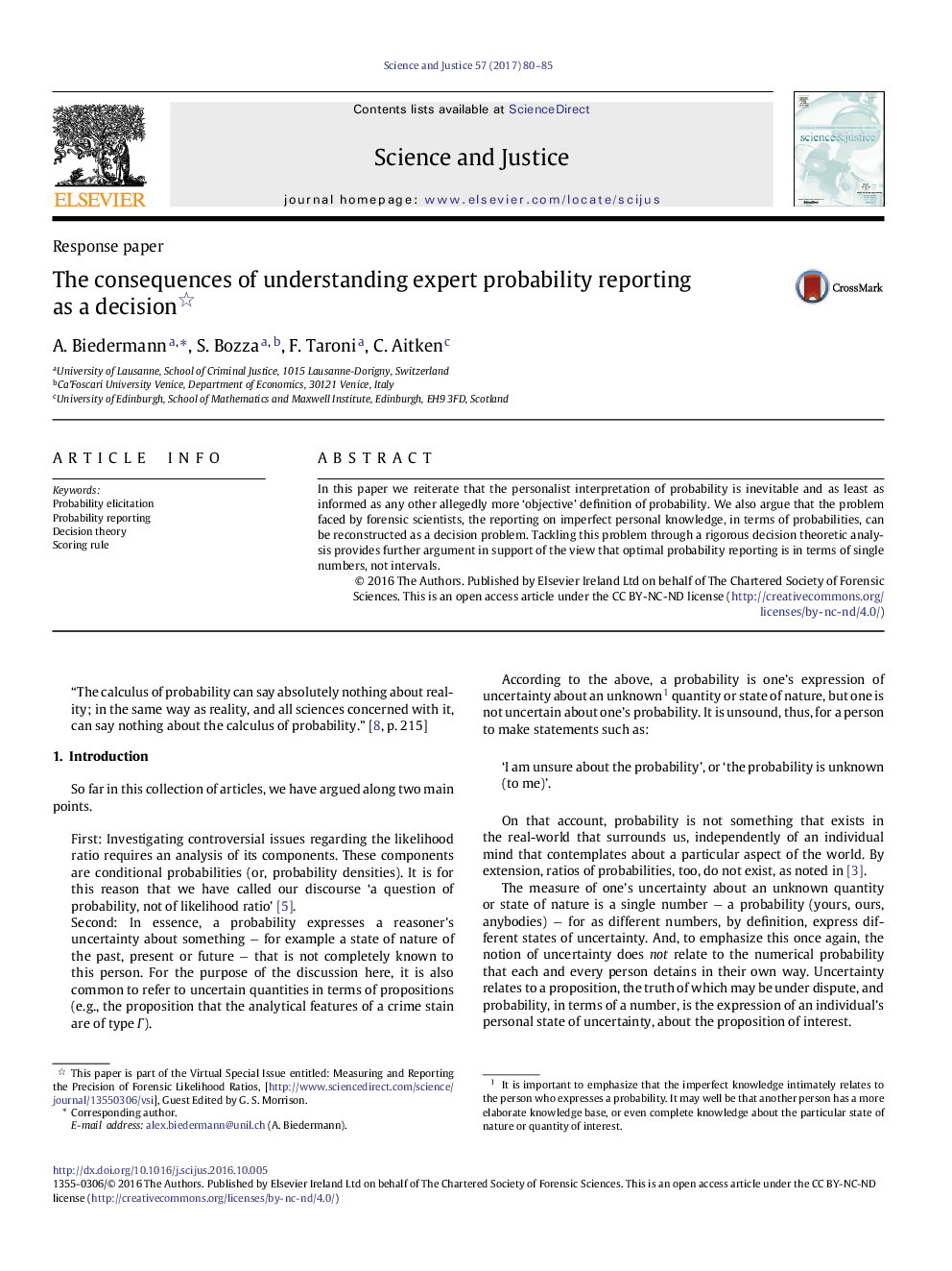 The consequences of understanding expert probability reporting as a decision*