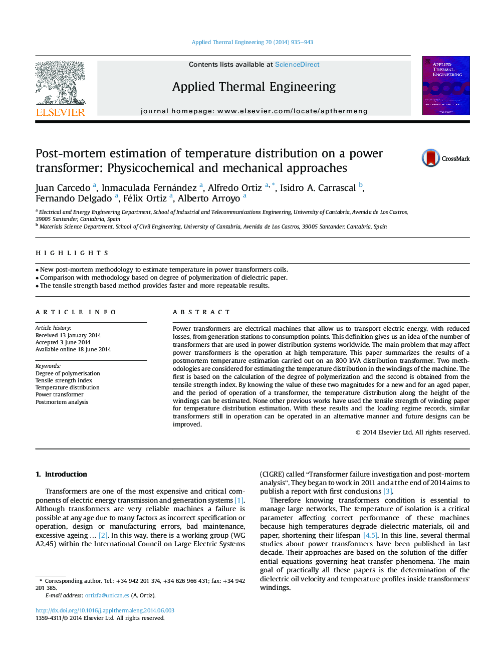 Post-mortem estimation of temperature distribution on a power transformer: Physicochemical and mechanical approaches