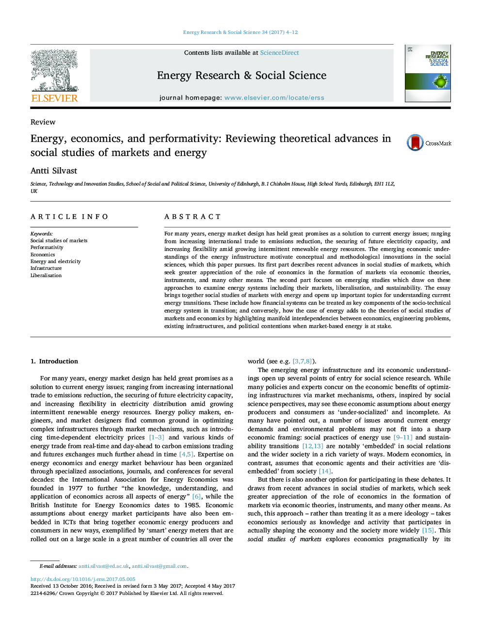 انرژی، اقتصاد و عملکردی: بررسی پیشرفت های نظری در مطالعات اجتماعی بازارها و انرژی