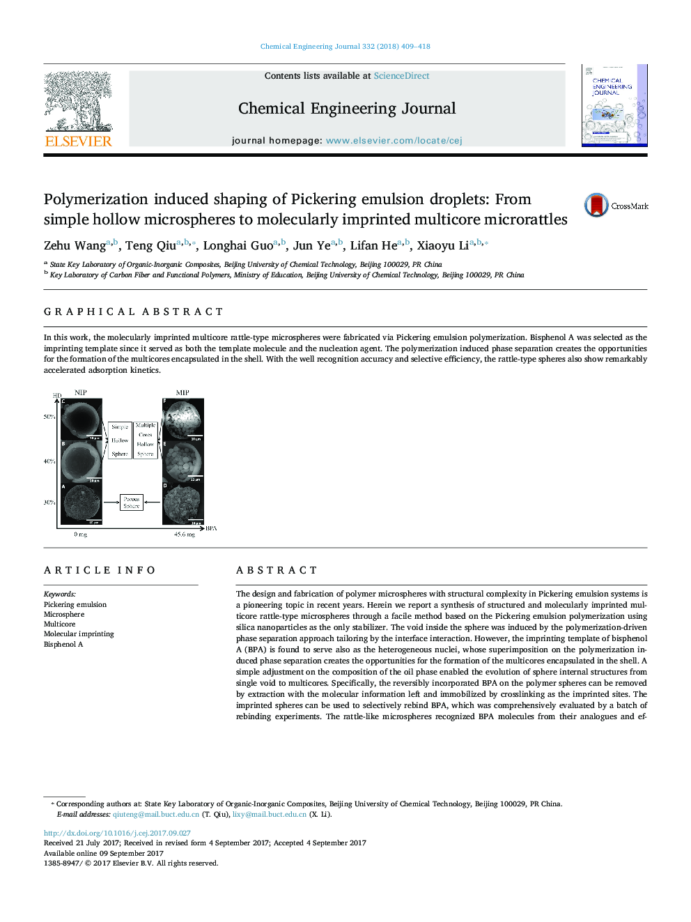 Polymerization induced shaping of Pickering emulsion droplets: From simple hollow microspheres to molecularly imprinted multicore microrattles