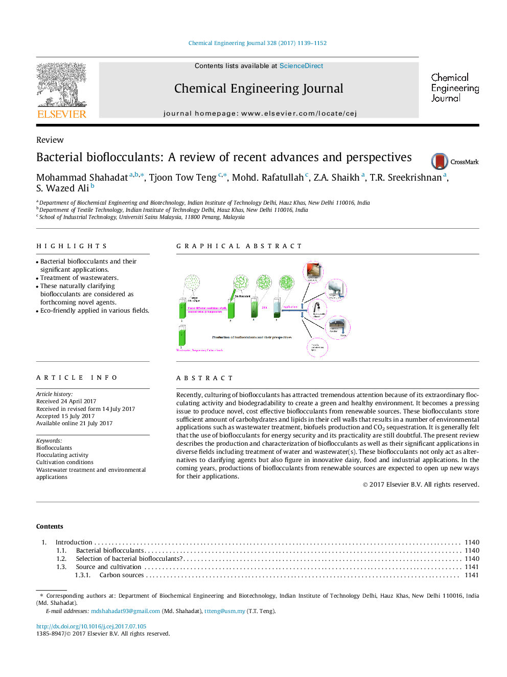 Bacterial bioflocculants: A review of recent advances and perspectives