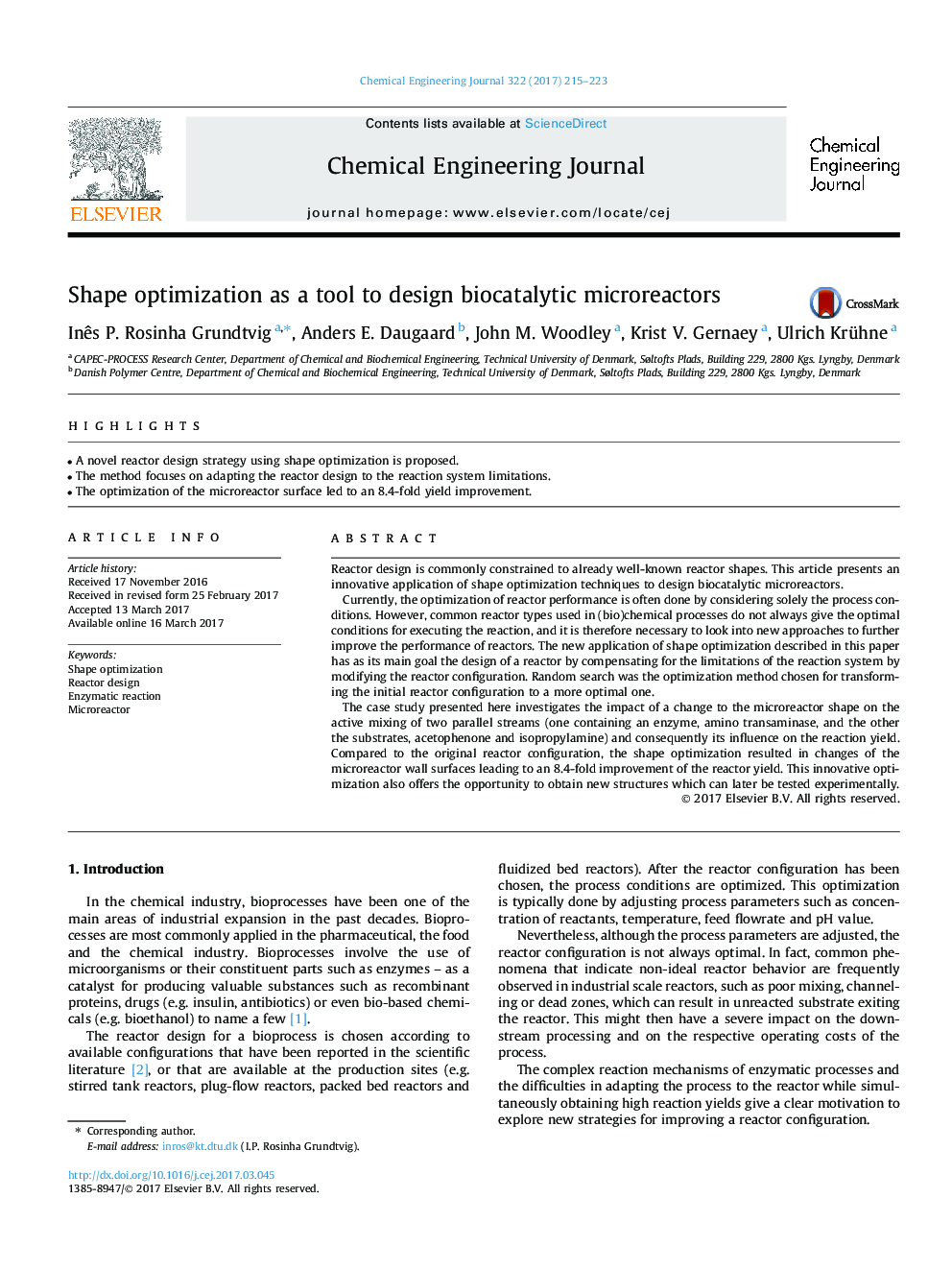 Shape optimization as a tool to design biocatalytic microreactors