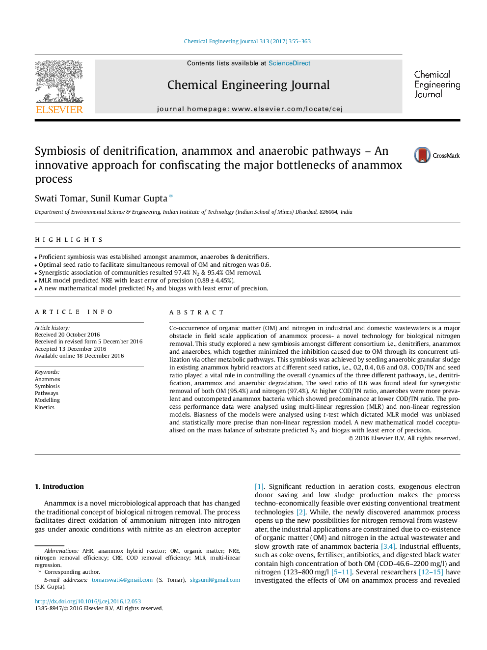 Symbiosis of denitrification, anammox and anaerobic pathways - An innovative approach for confiscating the major bottlenecks of anammox process