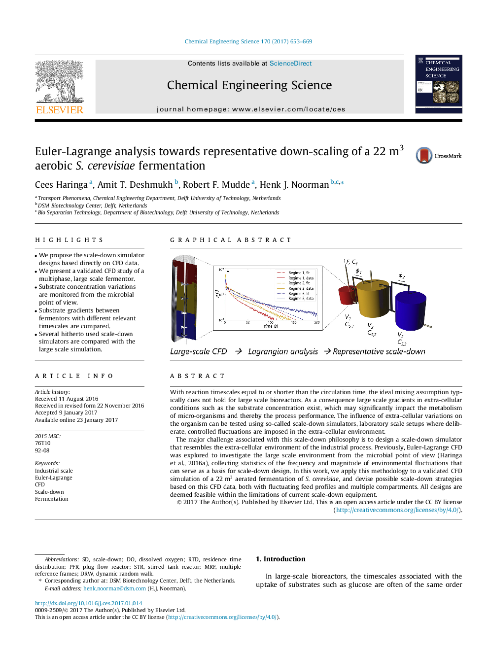 Euler-Lagrange analysis towards representative down-scaling of a 22 m3 aerobic S. cerevisiae fermentation