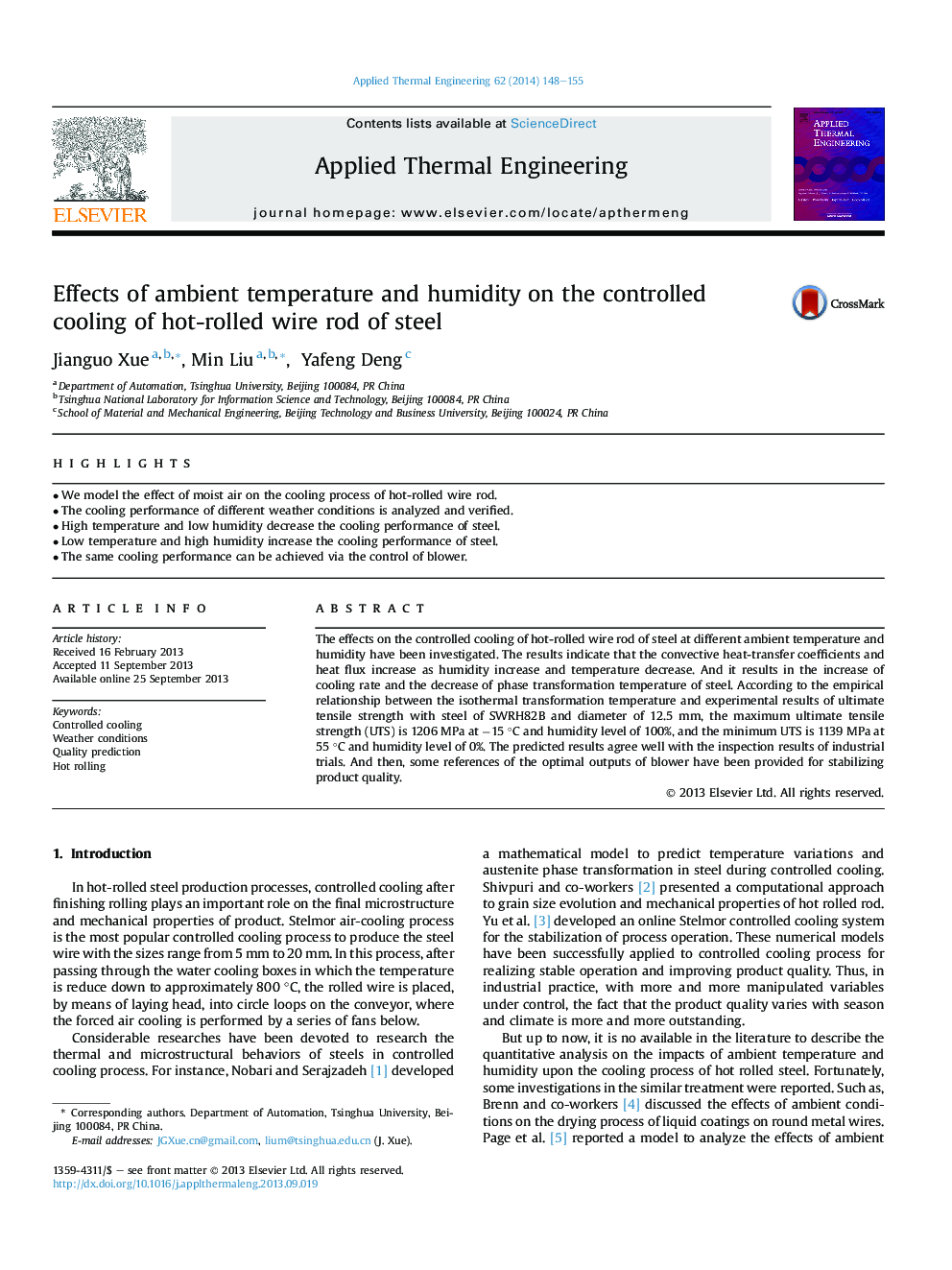 Effects of ambient temperature and humidity on the controlled cooling of hot-rolled wire rod of steel