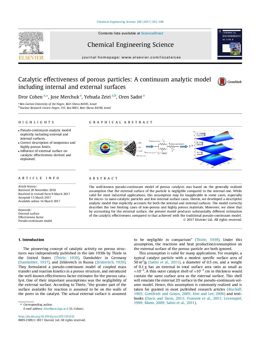 Catalytic effectiveness of porous particles: A continuum analytic model including internal and external surfaces