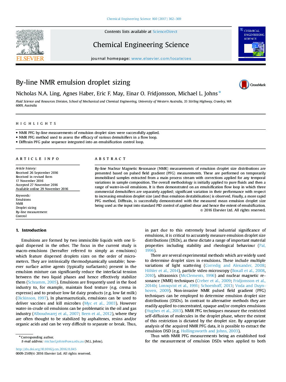 By-line NMR emulsion droplet sizing