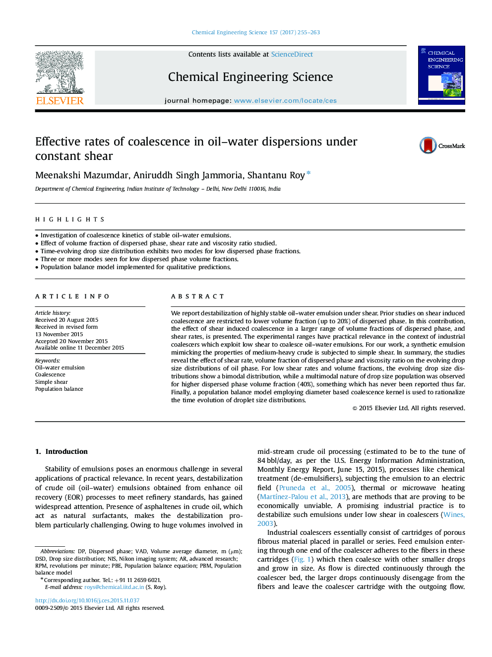 Effective rates of coalescence in oil-water dispersions under constant shear