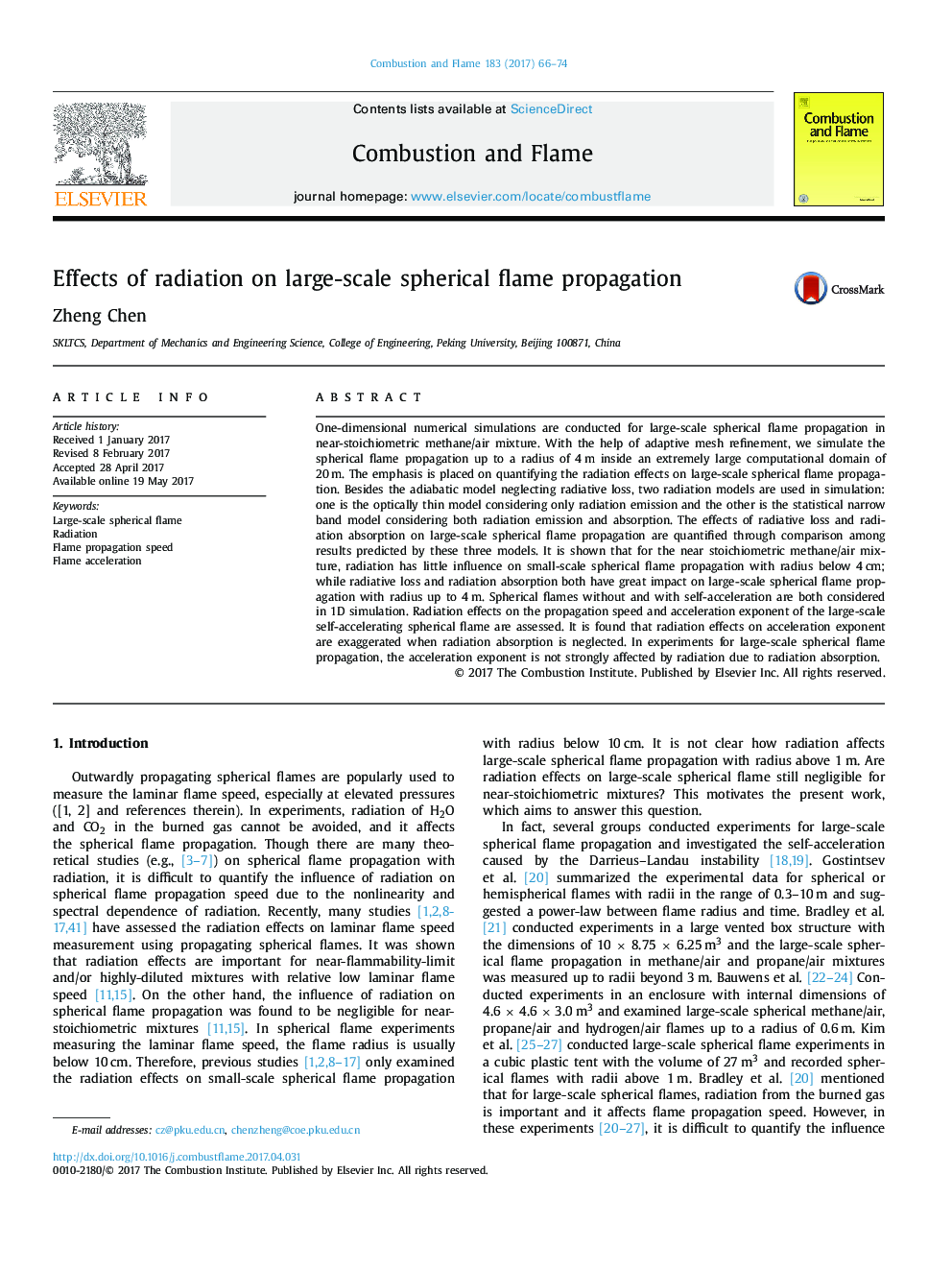 Effects of radiation on large-scale spherical flame propagation