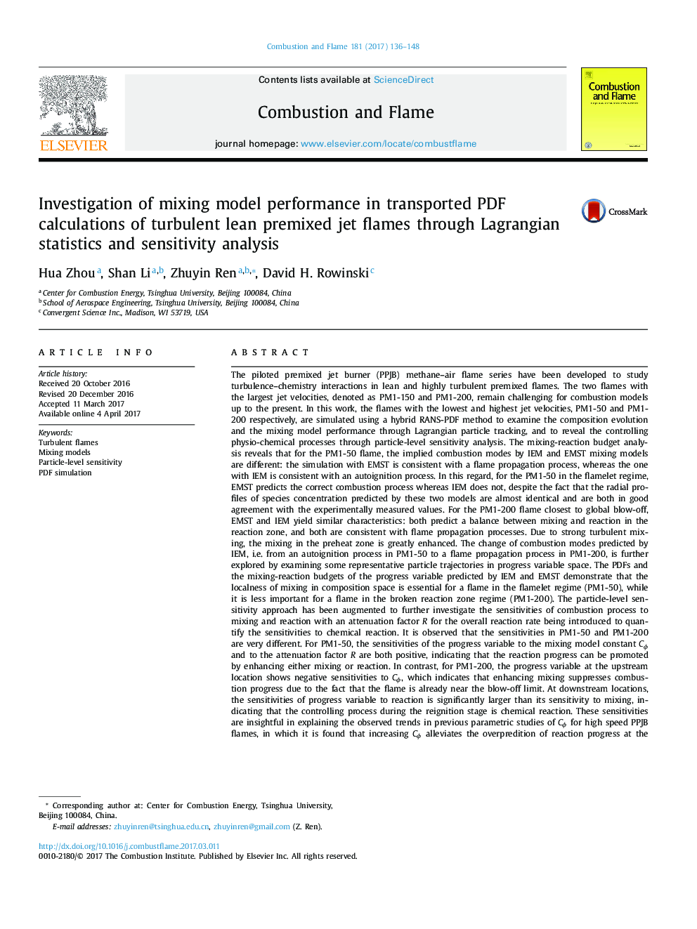 Investigation of mixing model performance in transported PDF calculations of turbulent lean premixed jet flames through Lagrangian statistics and sensitivity analysis