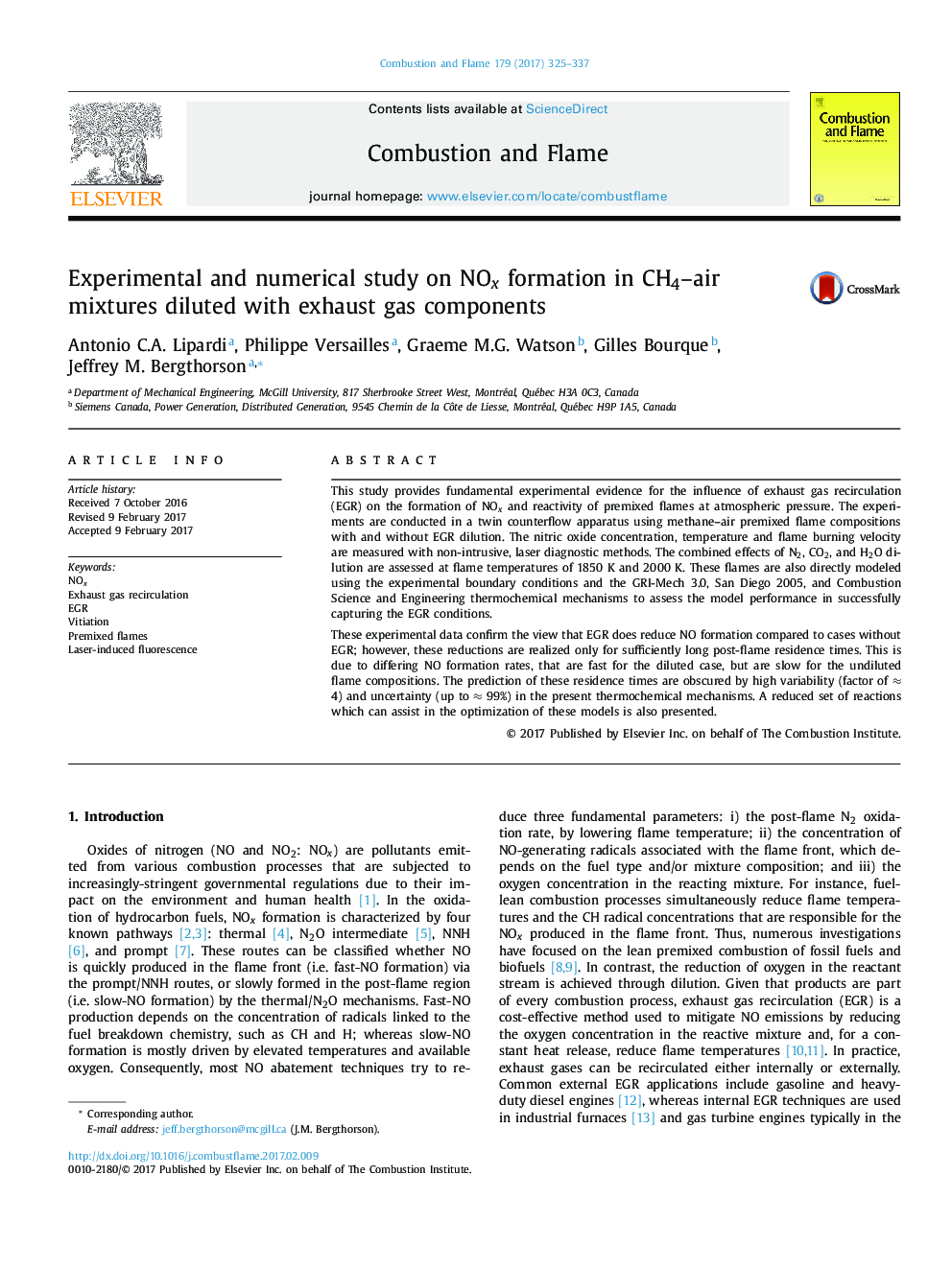Experimental and numerical study on NOx formation in CH4-air mixtures diluted with exhaust gas components