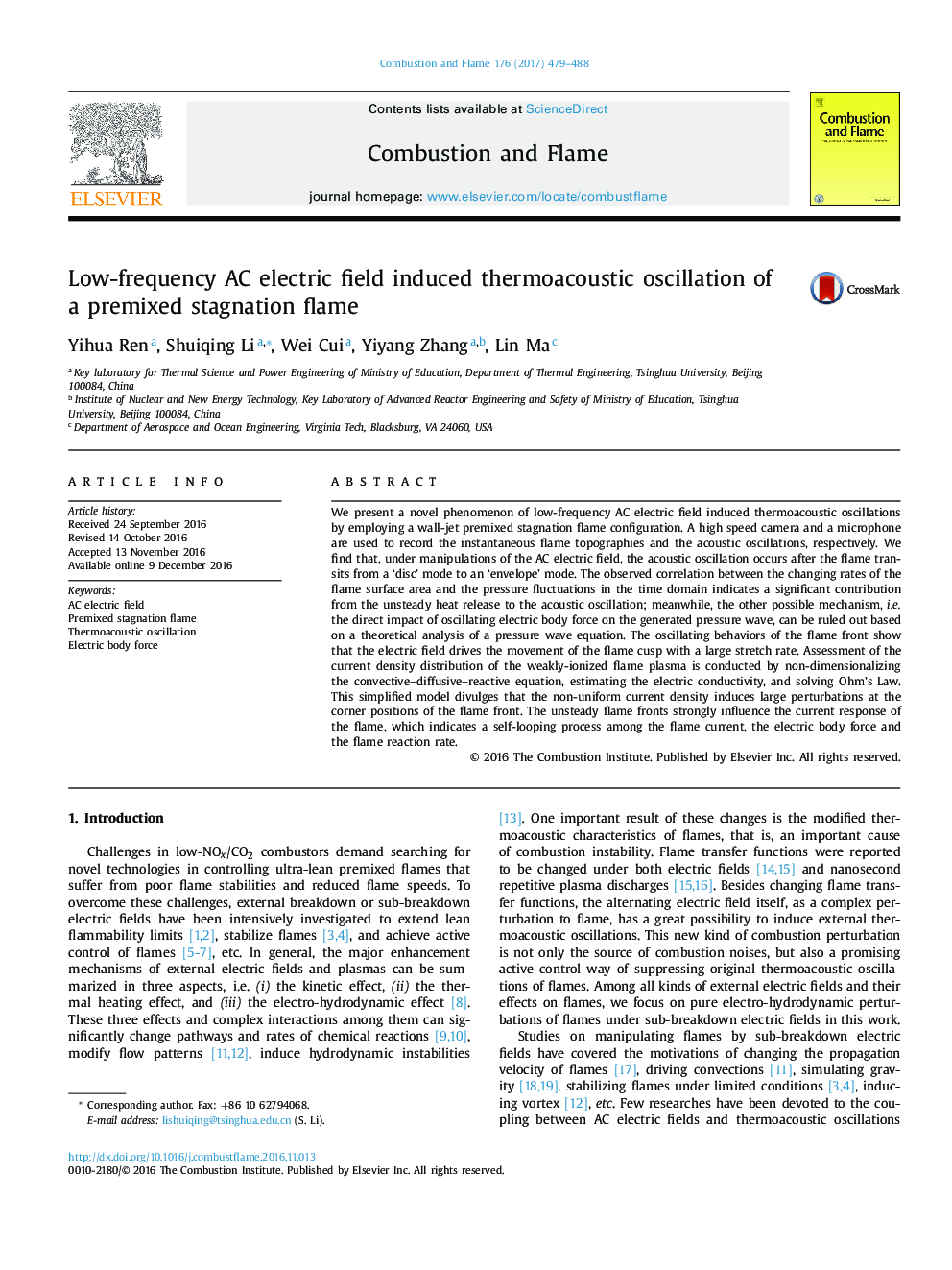 Low-frequency AC electric field induced thermoacoustic oscillation of a premixed stagnation flame