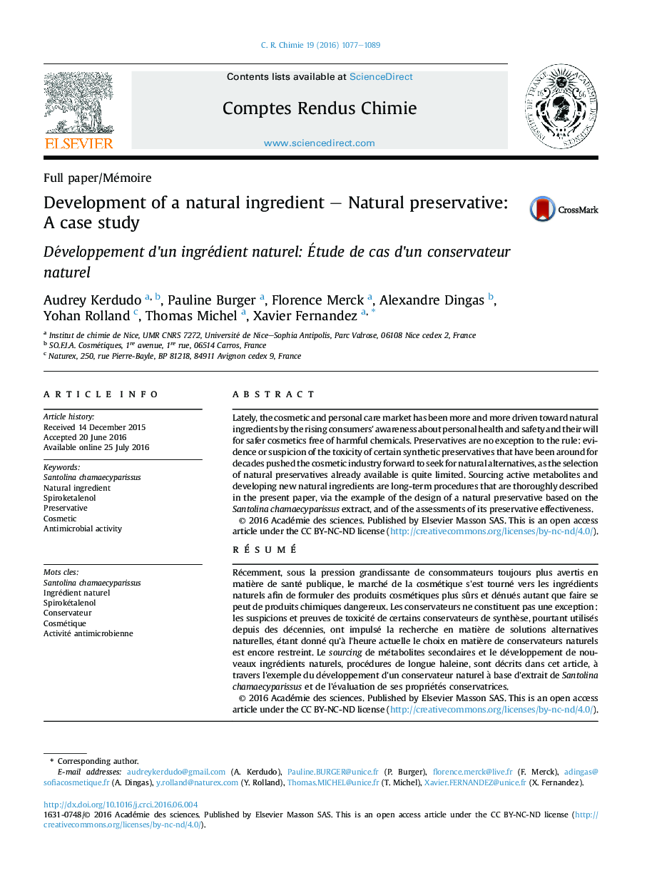 Development of a natural ingredient - Natural preservative: A case study