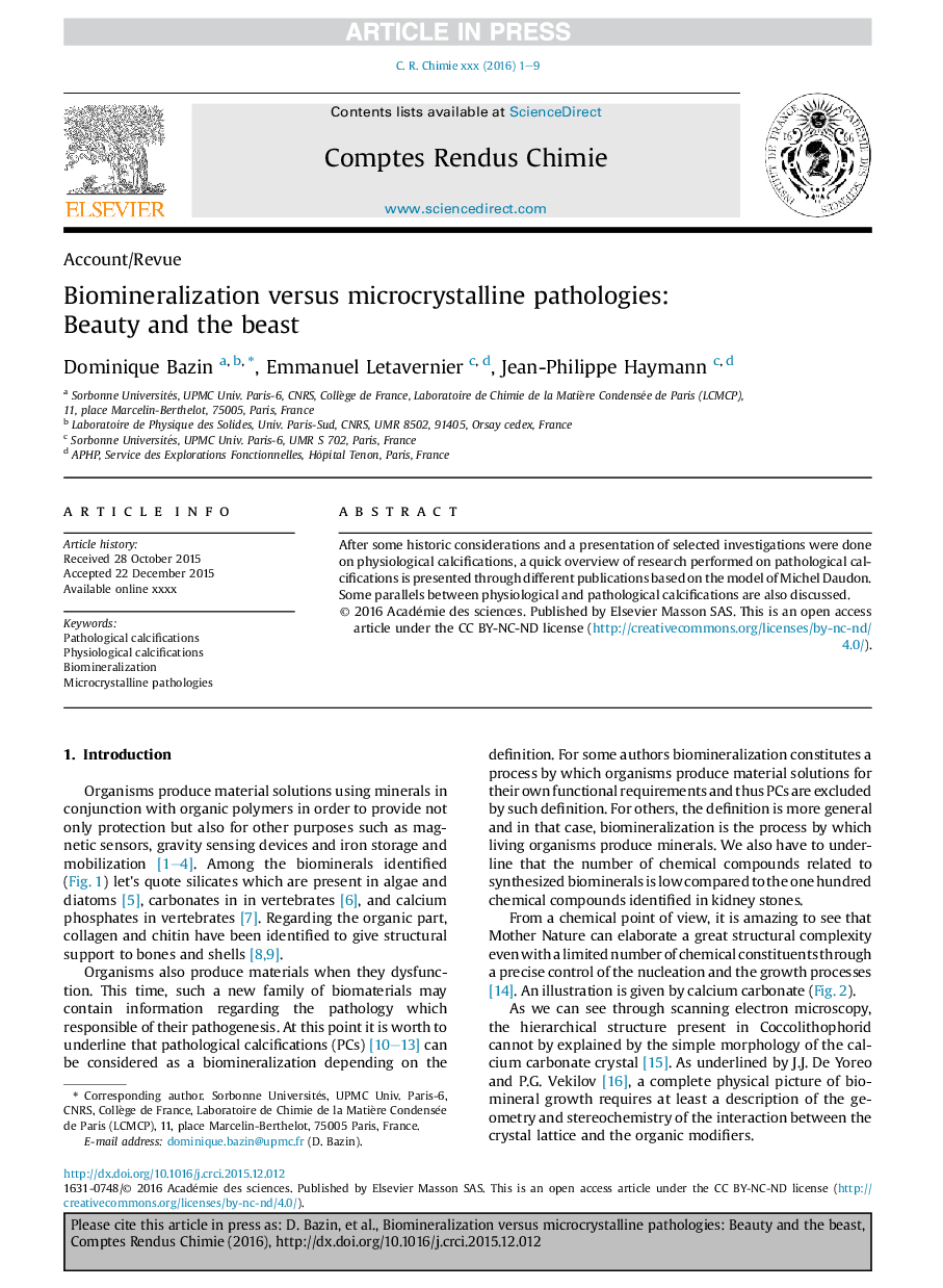 Biomineralization versus microcrystalline pathologies: Beauty and the beast