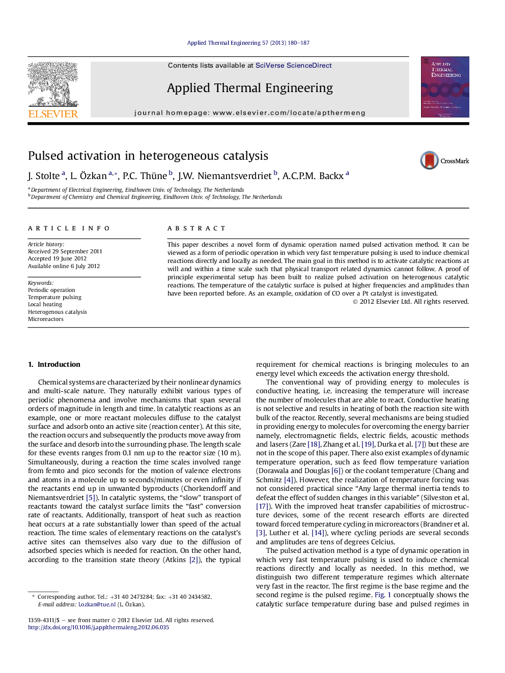 Pulsed activation in heterogeneous catalysis