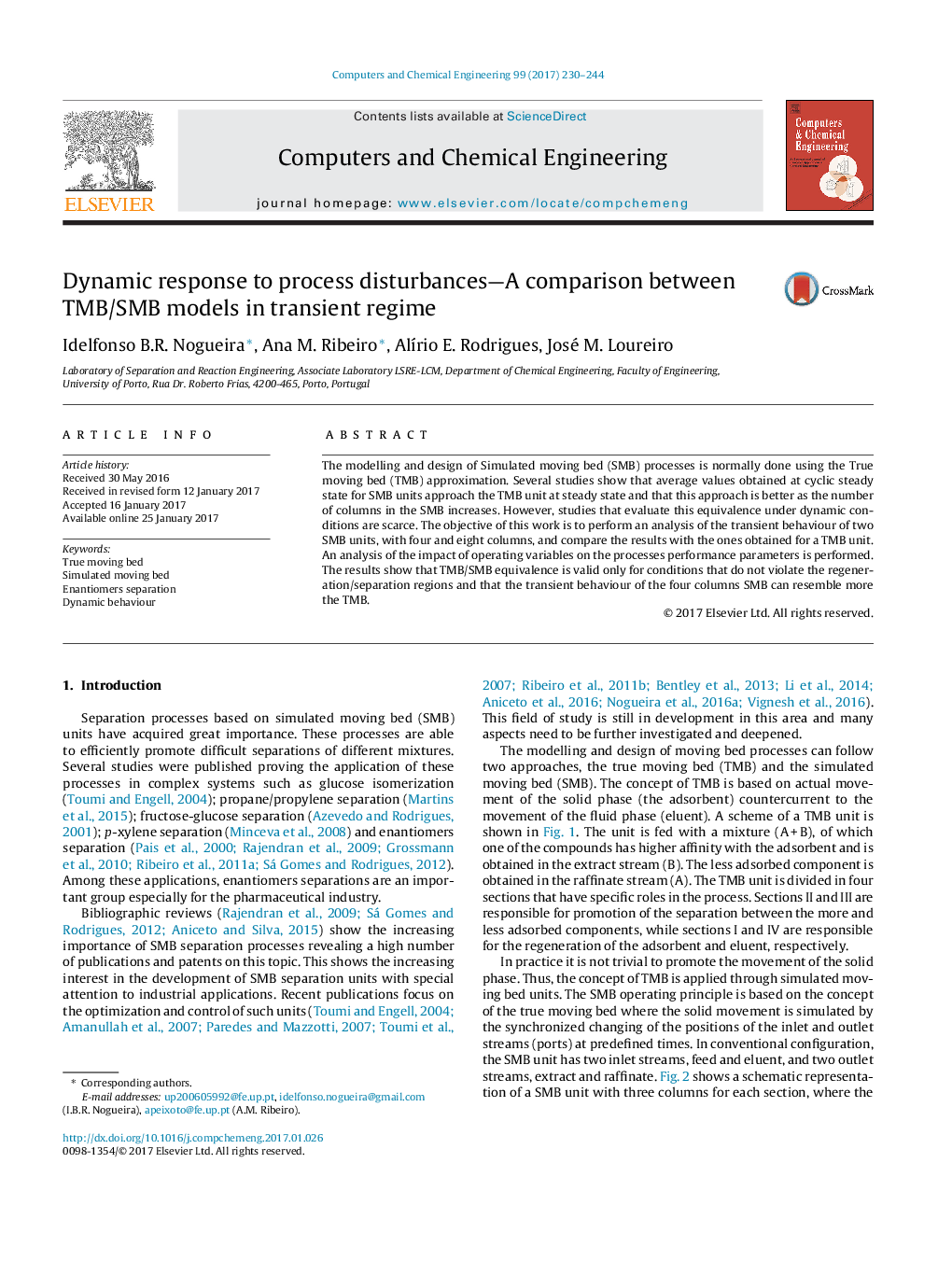 Dynamic response to process disturbances-A comparison between TMB/SMB models in transient regime