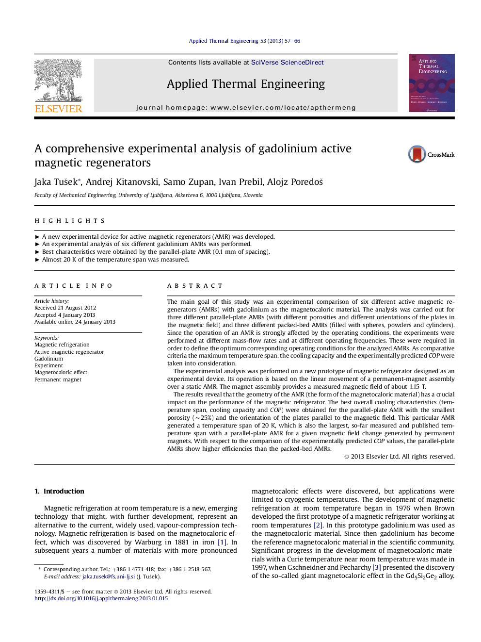 A comprehensive experimental analysis of gadolinium active magnetic regenerators