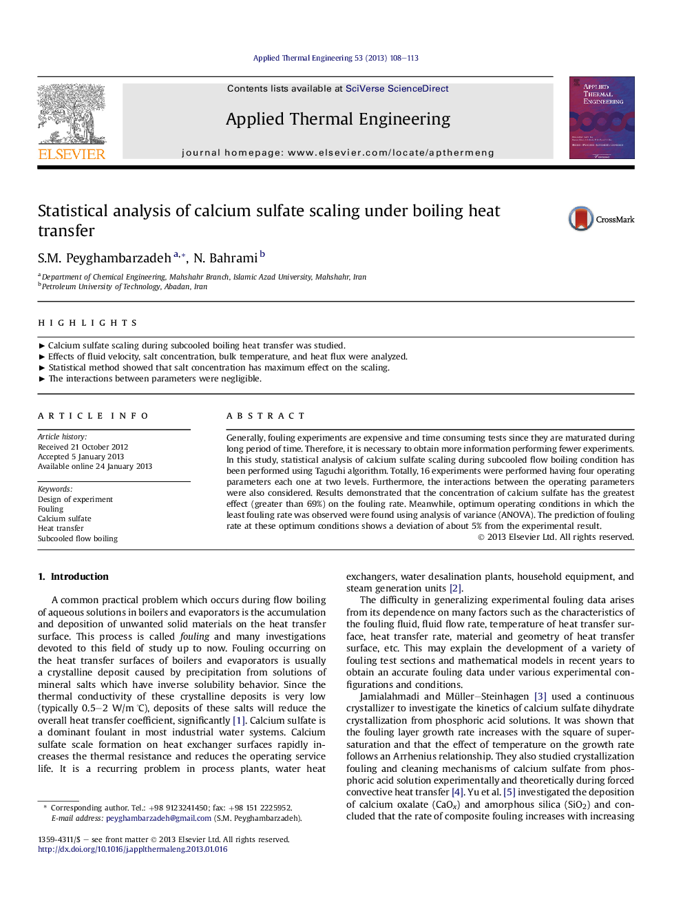 Statistical analysis of calcium sulfate scaling under boiling heat transfer