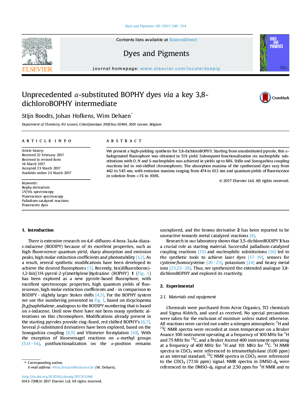 Unprecedented Î±-substituted BOPHY dyes via a key 3,8-dichloroBOPHY intermediate