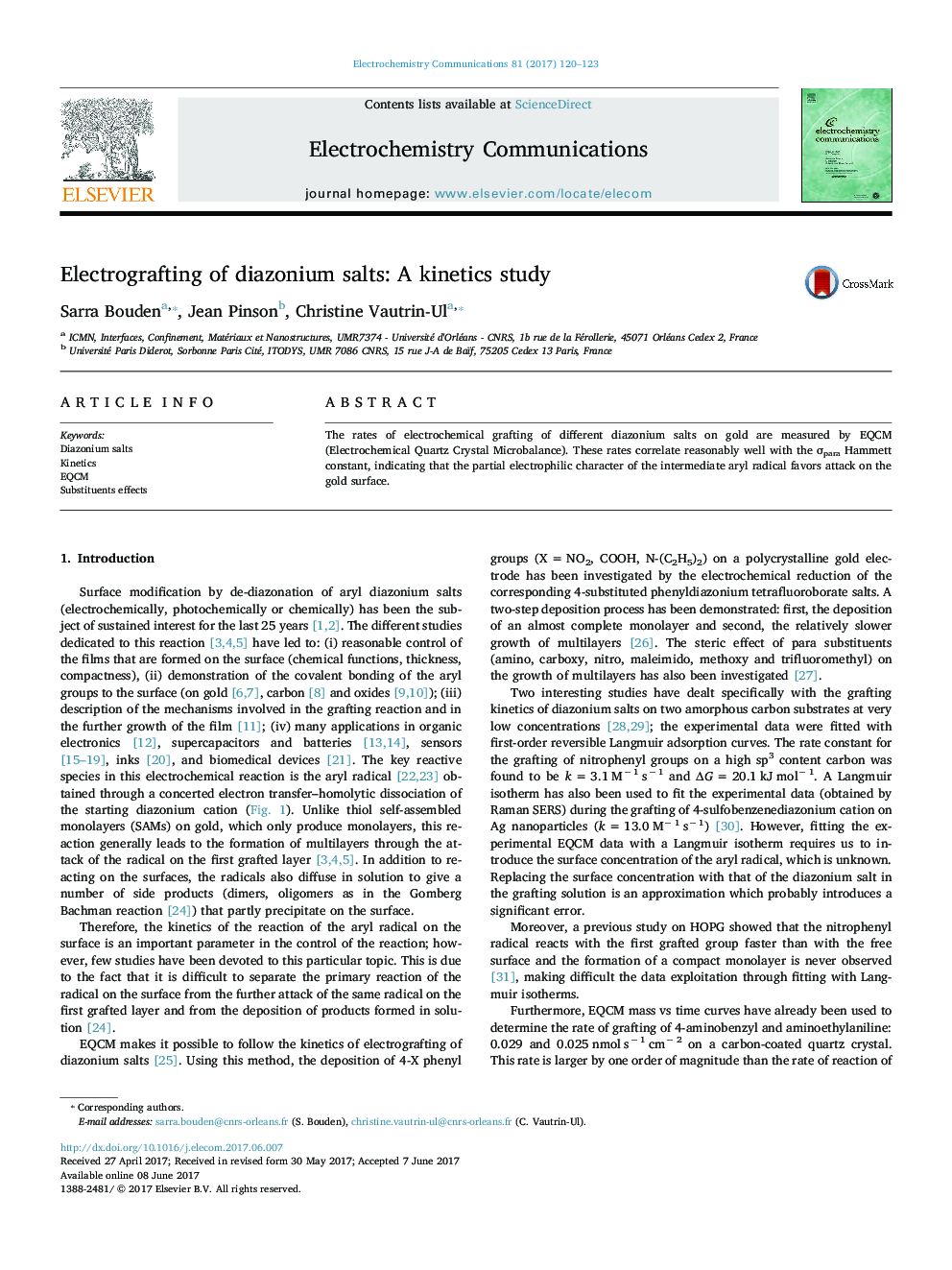 الکتراژ کردن نمکهای دیازونیم: یک مطالعه سینتیکی