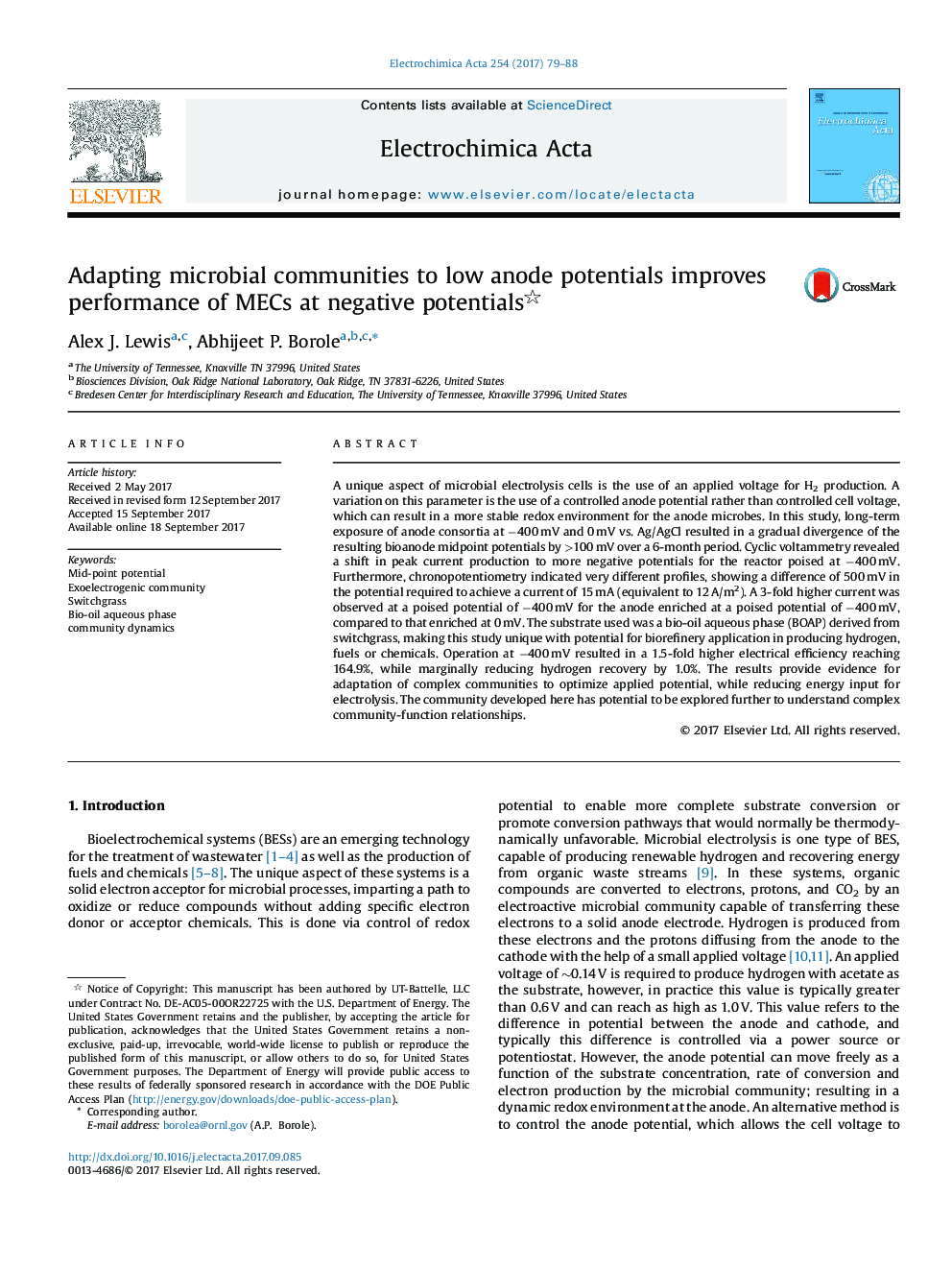 Adapting microbial communities to low anode potentials improves performance of MECs at negative potentials