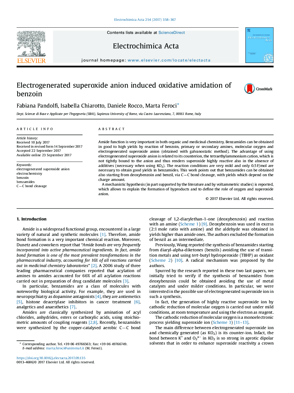 Electrogenerated superoxide anion induced oxidative amidation of benzoin